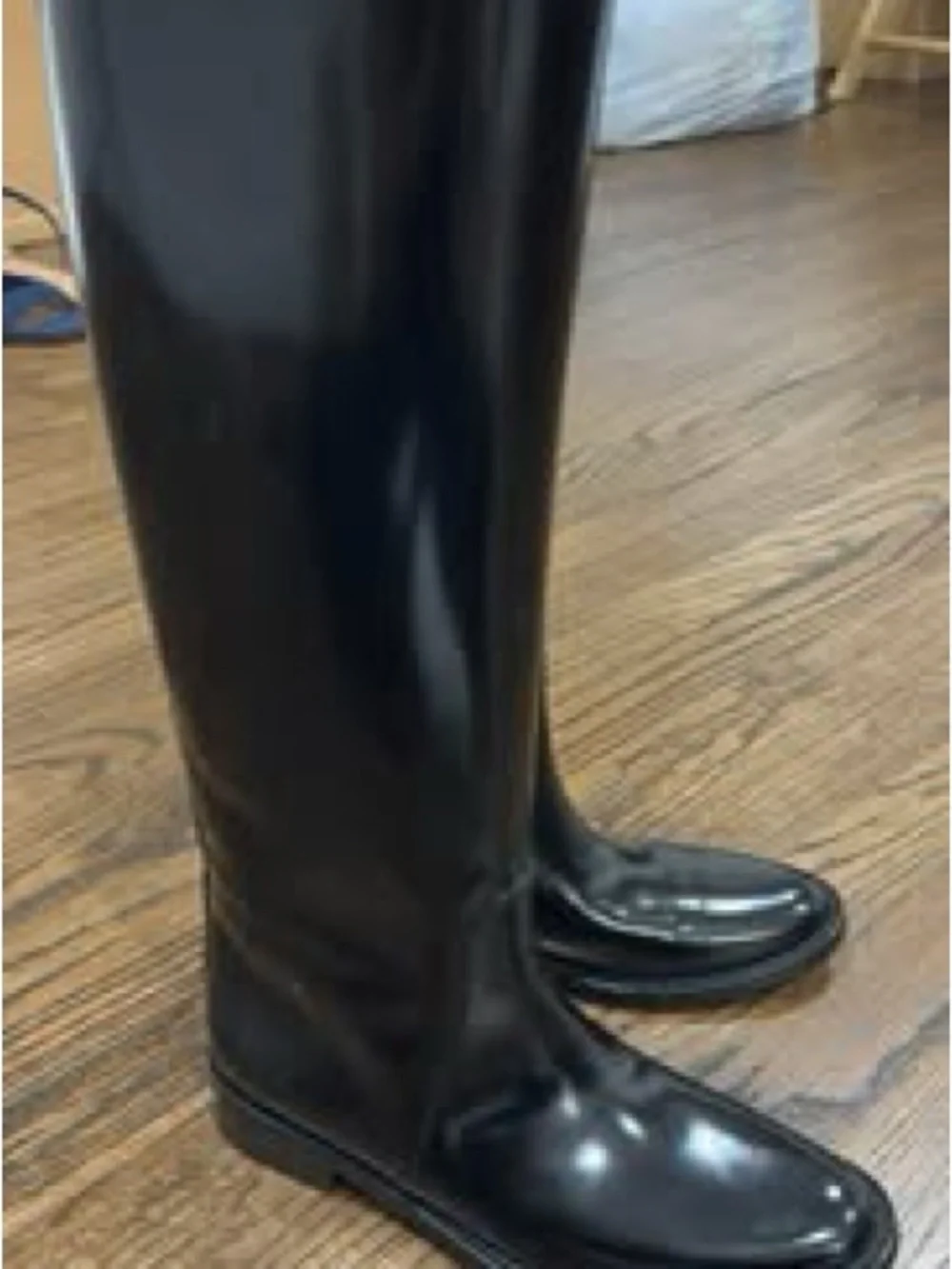 Saint Laurent Black Glossy Over-the-Knee Boots